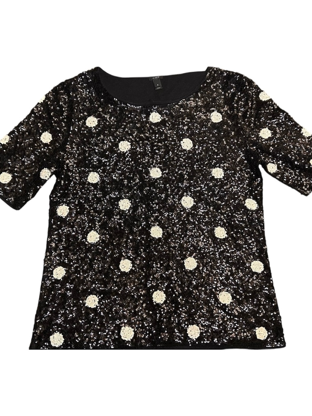 J. Crew Black Short-Sleeve Sequin Dot Tee